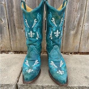 Turquoise bling boots
